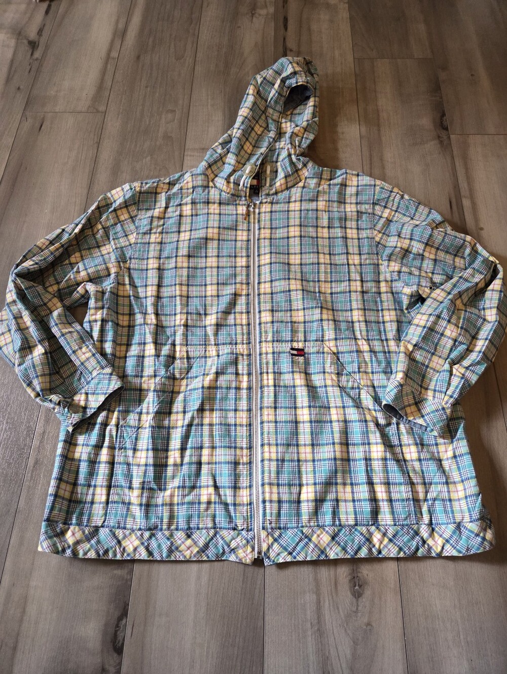 Tommy Hilfiger Lightweight Plaid Zip-Up Hoodie Jacket